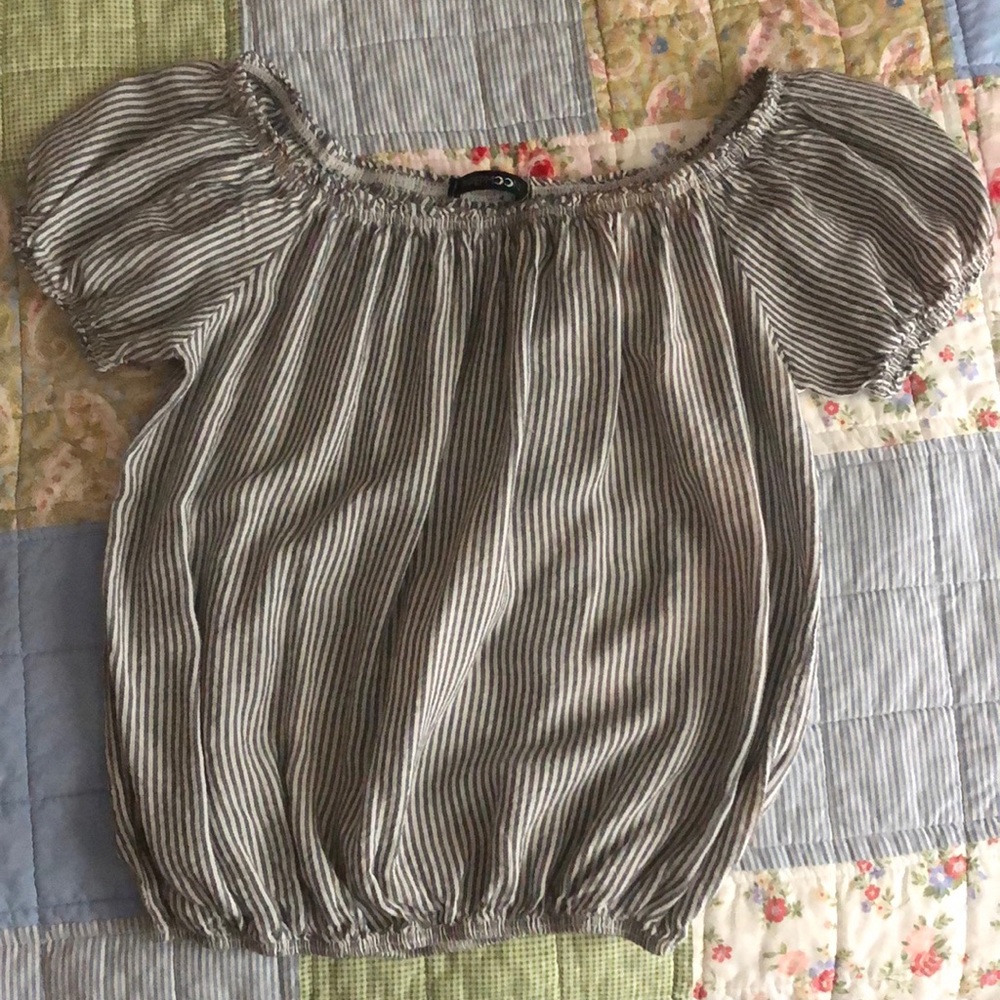 Gray and white striped shirt